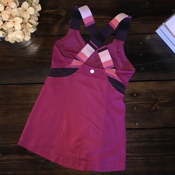 lululemon athletica Tops - Lululemon cross cross back workout top pink purple